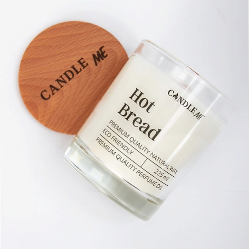 CANDLE ME Свеча ароматическая из натурального воска с деревянным фитилем Hot Bread / Хлеб 225