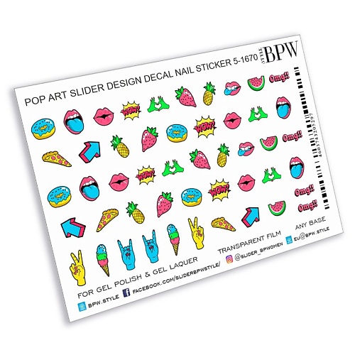 BPW.STYLE Слайдер-дизайн Pop Art 11 fashion nails слайдер дизайн для ногтей веселые смайлы