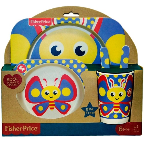 fisher price детское кольцо прорезыватель Набор посуды FISHER PRICE Набор посуды из бамбука Fisher-Price - Бабочка