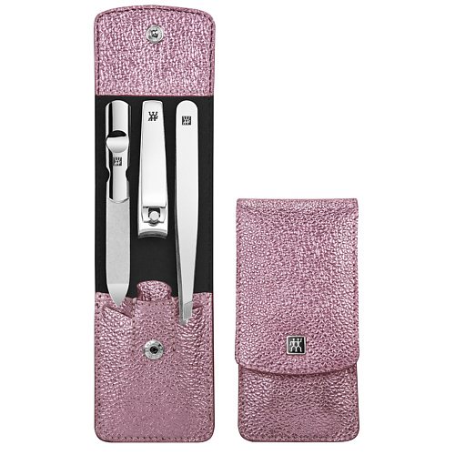 цена Набор инструментов для маникюра и педикюра ZWILLING Маникюрный набор 3 предмета INOX розовый