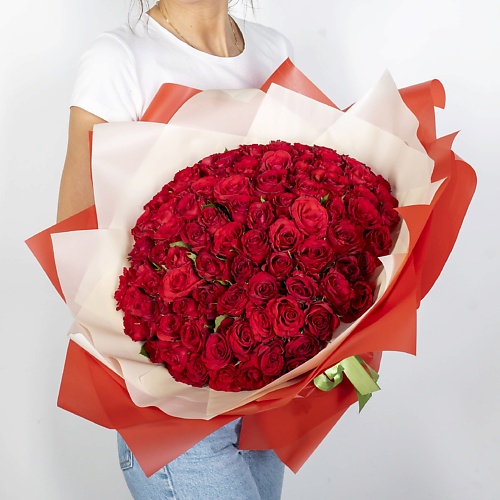 ЛЭТУАЛЬ FLOWERS Букет из красных роз Кения 101 шт.( 35 см)