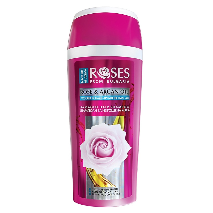 фото Шампунь для волос roses(розовый эликсир+аргановое масло) 250 мл nature of agiva