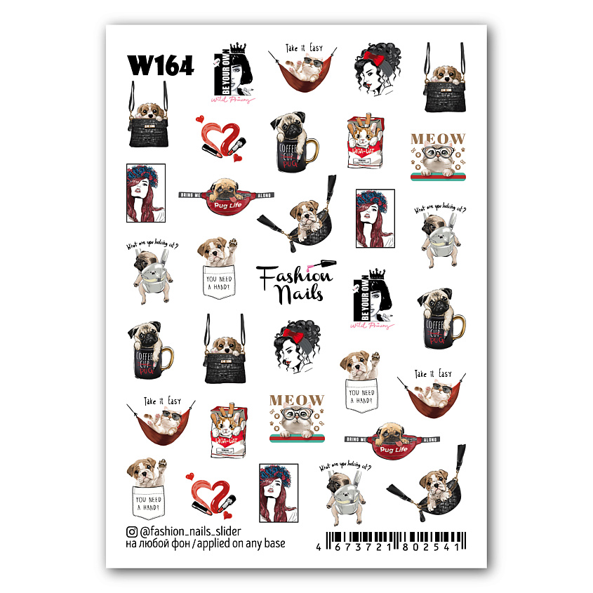 Изображение товара FASHION NAILS Слайдер дизайн для ногтей Meow яркие наклейки для модного маникюра