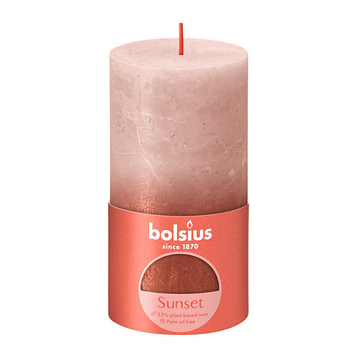 BOLSIUS Свеча рустик Sunset розовый+янтарь 415 bolsius свеча рустик shine туманно розовая 260