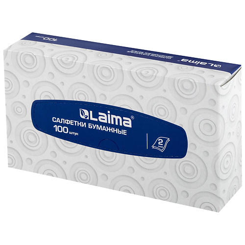 LAIMA Салфетки косметические в картонном боксе, 2-слойные 100 laima салфетки целлюлозные губчатые maxi 3