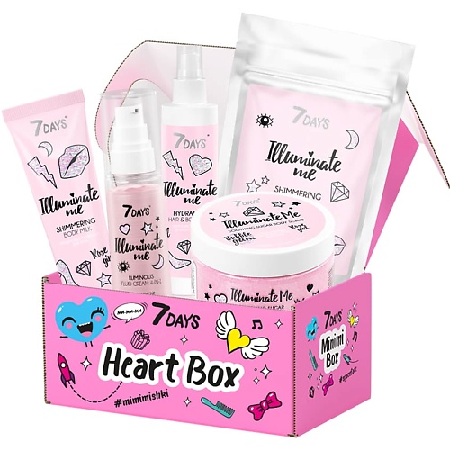 7DAYS Подарочный набор для женщин по уходу за кожей лица и тела HEART BOX 302 набор riedel heart to heart 0 46 л 2 шт