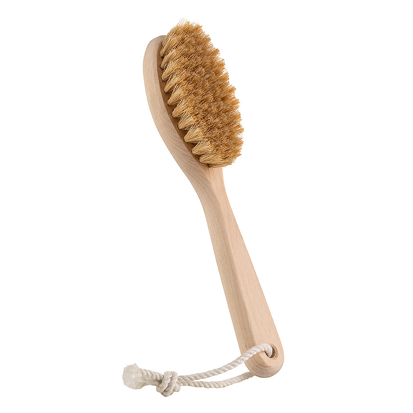 Изображение товара ROPIN Щетка для сухого массажа тела компактная с щетиной кабана средней жесткости с ручкой, Длина 23 см