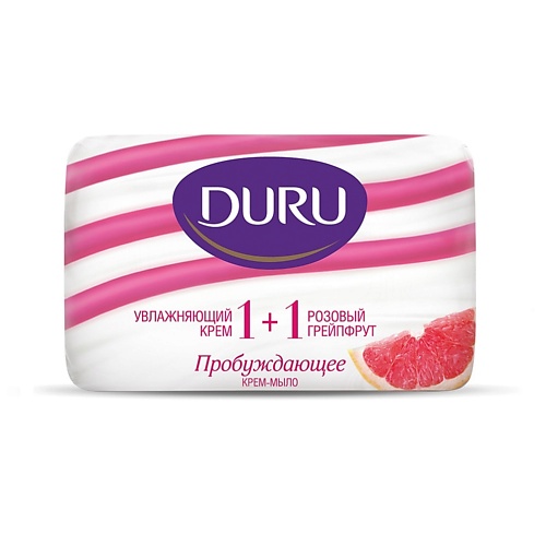 дуру duru крем мыло пробуждающее 1 1 увлажняющий крем и розовый грейпфрут 4х90 г Мыло твердое DURU Туалетное крем-мыло 1+1 Увлажняющий крем & Розовый Грейпфрут