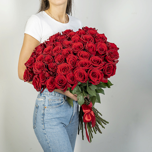 Букет живых цветов ЛЭТУАЛЬ FLOWERS Букет из высоких красных роз Эквадор 45 шт. (70 см)