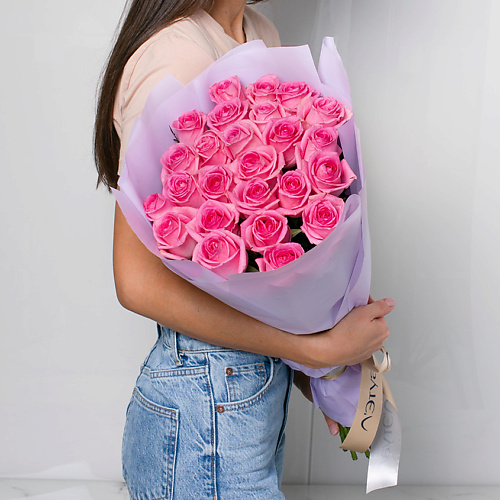 ЛЭТУАЛЬ FLOWERS Букет из розовых роз 25 шт. (40 см) лэтуаль flowers букет из розовых тюльпанов и гипсофилы