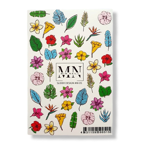 цена Слайдеры MIW NAILS Слайдер дизайн для ногтей цветы