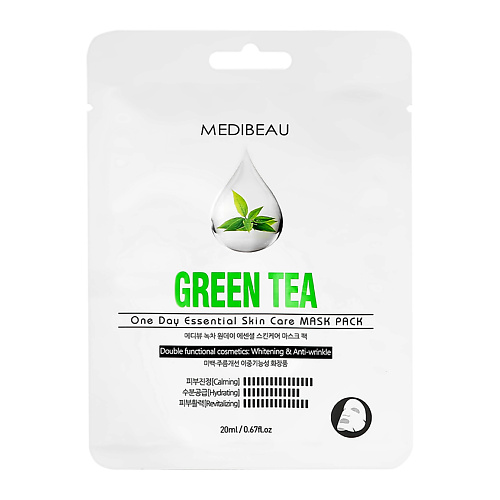 Уход за лицом MEDIBEAU Маска для лица с экстрактом зеленого чая (успокаивающая) 20