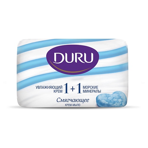 Средства для ванной и душа DURU Туалетное крем-мыло 1+1 Увлажняющий крем & Морские минералы 80