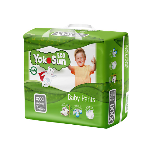 YOKOSUN Детские подгузники-трусики Eco размер XXXL (20-30 кг), 24шт. 0.0041 liberty подгузники трусики eco pants l 10