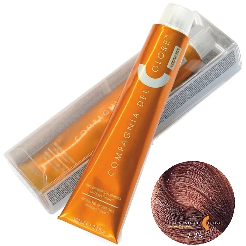 

Compagnia Del Colore Крем-краска для волос не содержащая аммиак 7/23 средне-русый табакко