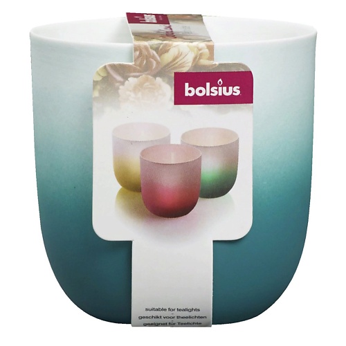Купить BOLSIUS Подсвечник Bolsius 75/70 бело-бирюзовый - для чайных свечей