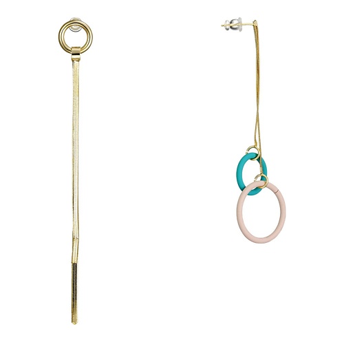 

UVI JEWELLERY Асимметричные Золотистые серьги с эмалью желтого и зеленого цвета, Асимметричные Золотистые серьги с эмалью желтого и зеленого цвета