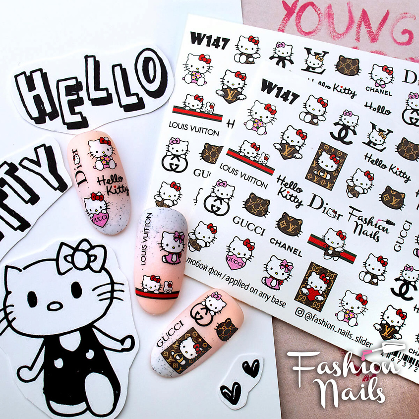 Для ногтей FASHION NAILS Слайдер дизайн для ногтей Hello Kitty – купит