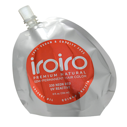 IROIRO Семи-перманентный краситель для волос 330 NEON RED Неоновый красный лента атласная 6 мм × 23 ± 1 м неоновый оранжевый 145
