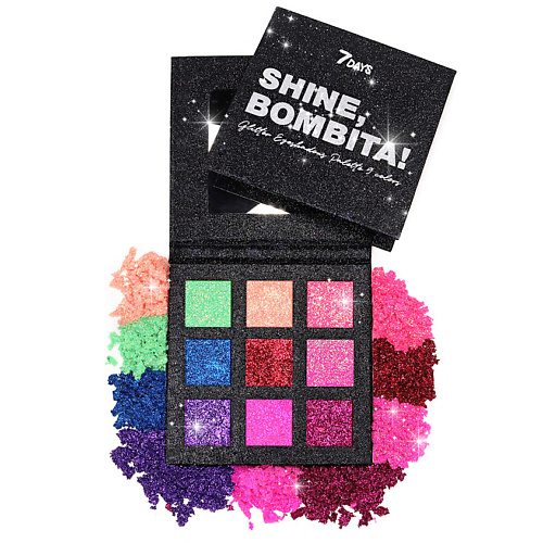 

7DAYS Палетка SHINE, BOMBITA!палетка с глиттером, 7 цветов