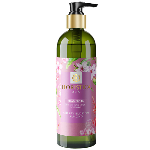 фото Floristica шампунь asia для всех типов волос питание и восстановление вишневый цвет миндаль