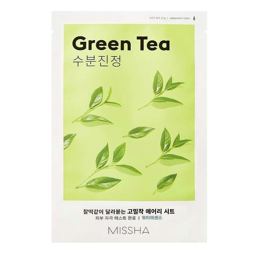 фото Маска для лица airy fit sheet mask green tea 19 мл missha