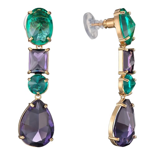 

UVI JEWELLERY Золотистые серьги с крупными кристаллами контрастного цвета, Золотистые серьги с крупными кристаллами контрастного цвета