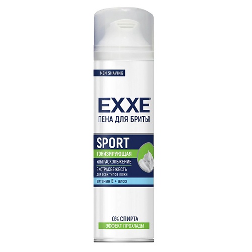пена для бритья exxe sport energy cool effect 200 мл EXXE Пена для бритья Sport тонизирующая с алоэ и витамином Е 200