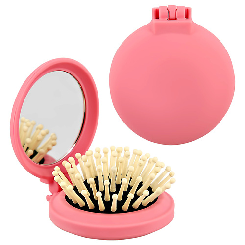 LADY PINK Расческа для волос с зеркалом с деревянными зубчиками lady pink щетка для волос basic wood массажная с деревянной ручкой малая