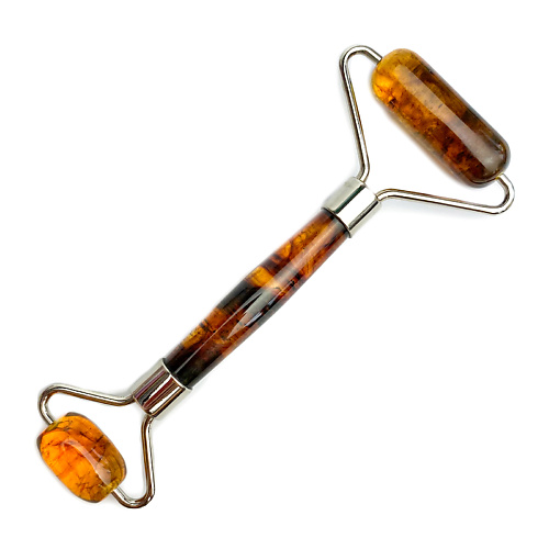 особенный продолговатый кулон из янтаря drevo amber Массажер для лица AMBER HEART Роллер-массажер для лица двусторонний из натурального янтаря