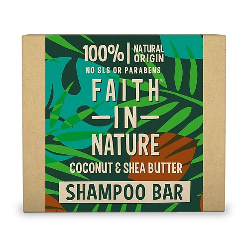 FAITH IN NATURE Шампунь для волос с маслами кокоса и ши (твердый)