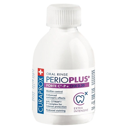 CURAPROX Жидкость-ополаскиватель Perio Plus Forte, с хлоргексидином 0,20% 200 curaprox ополаскиватель perio plus regenerate c хлоргексидином 0 09% 200