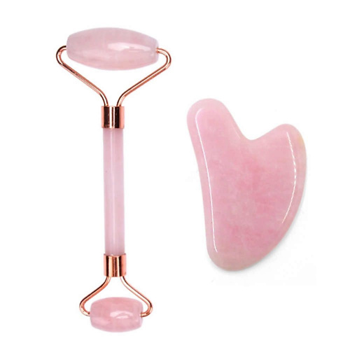 ЧИОС Набор для гуаша  ролик + сердце в подарочной упаковке Розовый кварц quarz гуаша из розового кварца сердечко