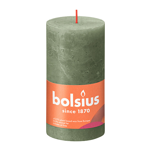 BOLSIUS Свеча рустик Shine оливковый 415 bolsius свеча в стекле ароматическая sensilight манго 270