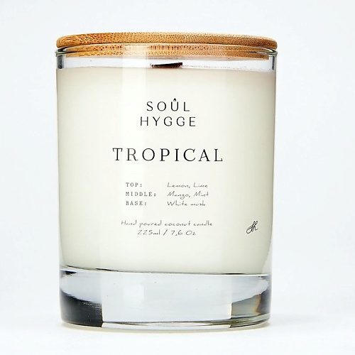Свеча SOUL HYGGE Ароматическая свеча TROPICAL с деревянным фитилем