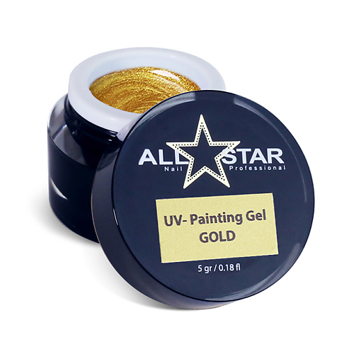 Гель-краска для ногтей ALL STAR PROFESSIONAL Гель-краска, без липкого слоя, UV-Painting Gel Black
