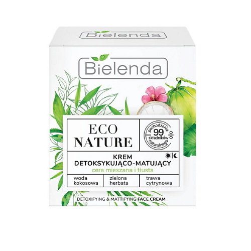 BIELENDA Крем матирующий ECO NATURE, Кокосовая вода+ Зеленый чай 50