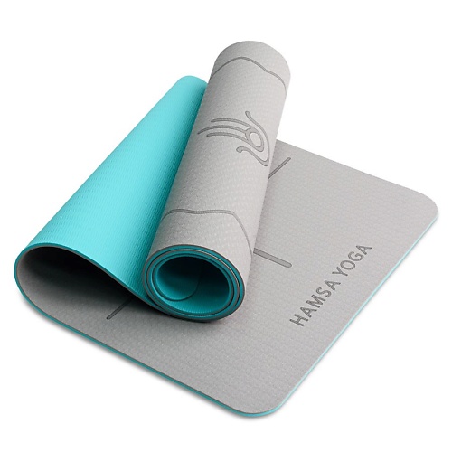 фото Hamsa yoga коврик для йоги и фитнеса, спортивный ковер tpe для гимнастики, пилатеса, 183х61х0.6 см