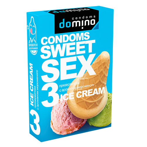 DOMINO CONDOMS Презервативы DOMINO SWEET SEX ICE CREAM 3 domino condoms презервативы domino sweet sex tropicana 3