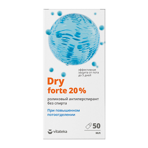 VITATEKA Дезодорант Драй Форте без спирта ролик от обильного потоотделения 20%
