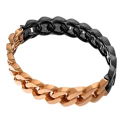 Жесткий двухцветный браслет цепь Gold&Black