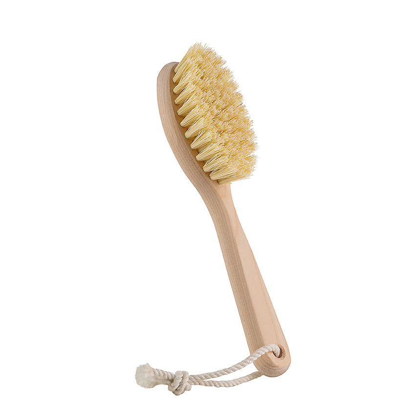 Изображение товара ROPIN Щетка для сухого массажа тела компактная с волокнами тампико высокой жесткости с ручкой, Длина 23 см