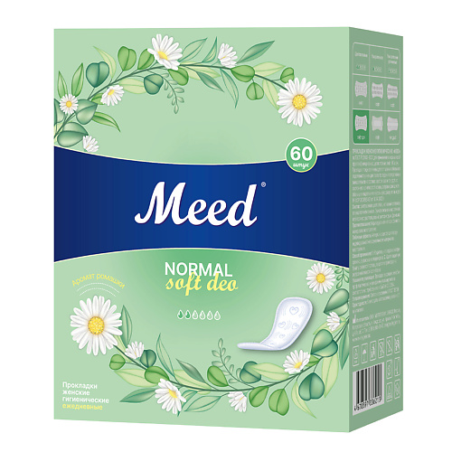 Средства для гигиены MEED Прокладки женские ежедневные целлюлозные Normal Soft Deo 60