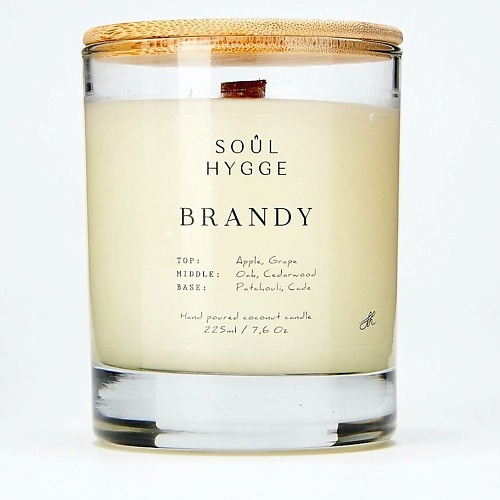 Свеча SOUL HYGGE Ароматическая свеча BRANDY с деревянным фитилем ароматическая свеча soul hygge bali dreams 225 гр