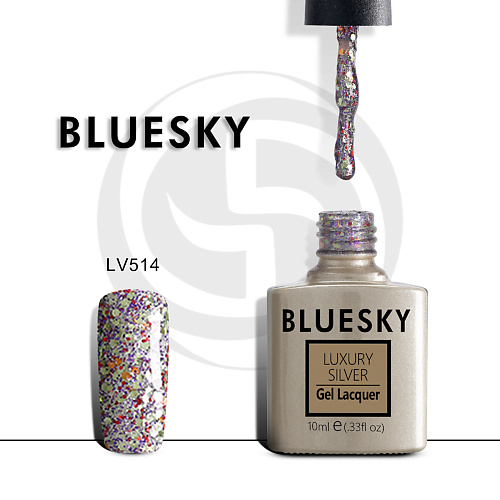 BLUESKY Гель-лак Luxury Silver Новогодний маскарад lukky роликовый гель с блёстками для лица и тела