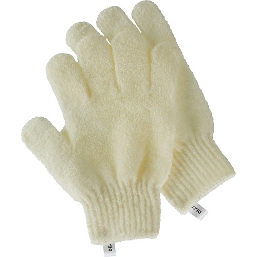 Мочалка DECO. Перчатки для душа отшелушивающие (белые) аксессуары для волос deco шапочка для душа party