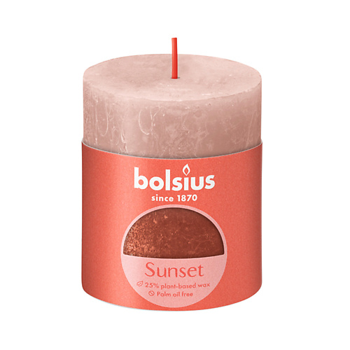 BOLSIUS Свеча рустик Sunset розовый+янтарь 260 bolsius подсвечник bolsius сandle accessories 76 54 красный для чайных свечей