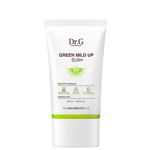 фото Dr.g солнцезащитный крем для чувствительной кожи лица green mild up sun+ spf50+ pa++++