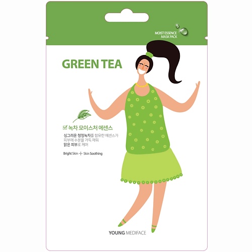 YOUNG MEDIFACE Тканевая маска для лица MSDS_Green Tea (зеленый чай) чай зеленый teekanne elite green sencha 20 пакетиков