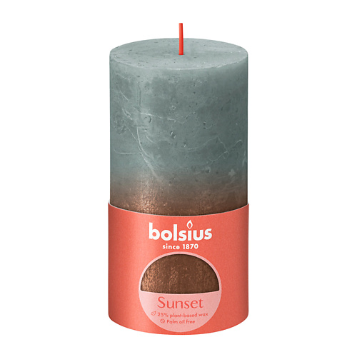 BOLSIUS Свеча рустик Sunset эвкалипт+медь 415 bolsius свечи столбик bolsius classic кремовые